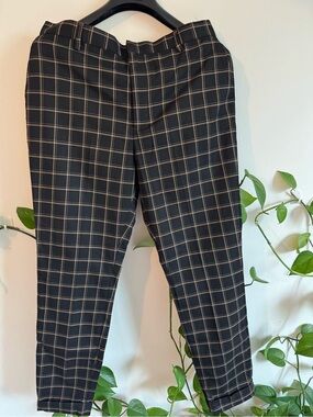 Men's Black Plaid Slim Dress Pants